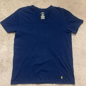 Polo by Ralph Lauren Navy V-Neck Tee with Yellow Logo